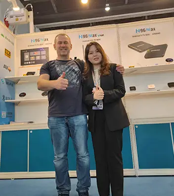 H96 Max Representatives Meeting Business Partners at Hong Kong Trade Fair