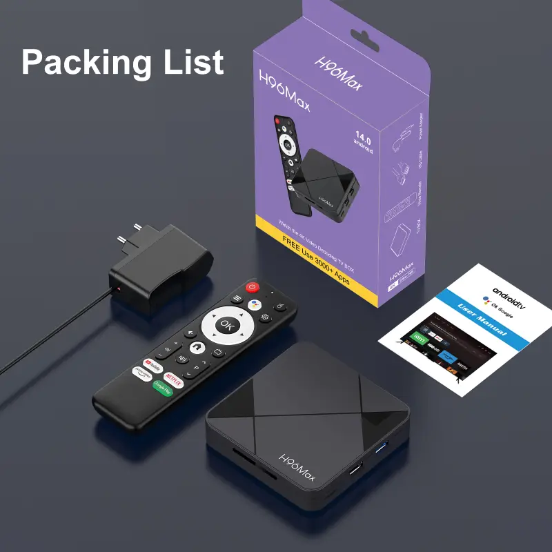 Customer-branded retail packaging for H96 Max RK3518 Android TV Box