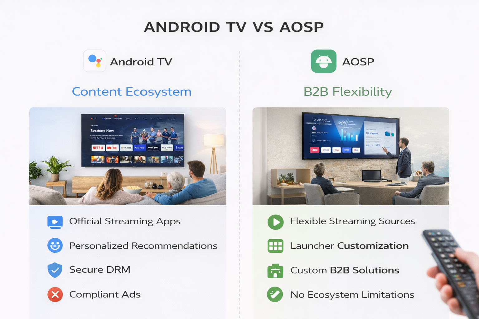 Android TV vs AOSP licensing and integration overview