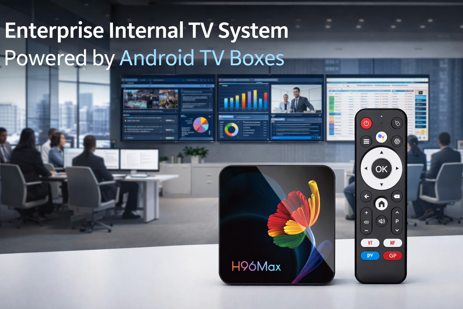 Enterprise internal TV system powered by Android TV boxes