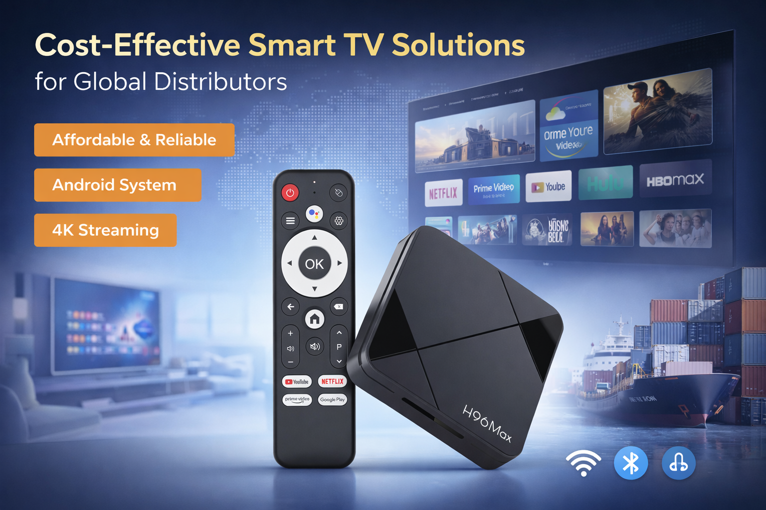 Generic Android TV Box showcasing cost-effective smart TV solutions for global distributors