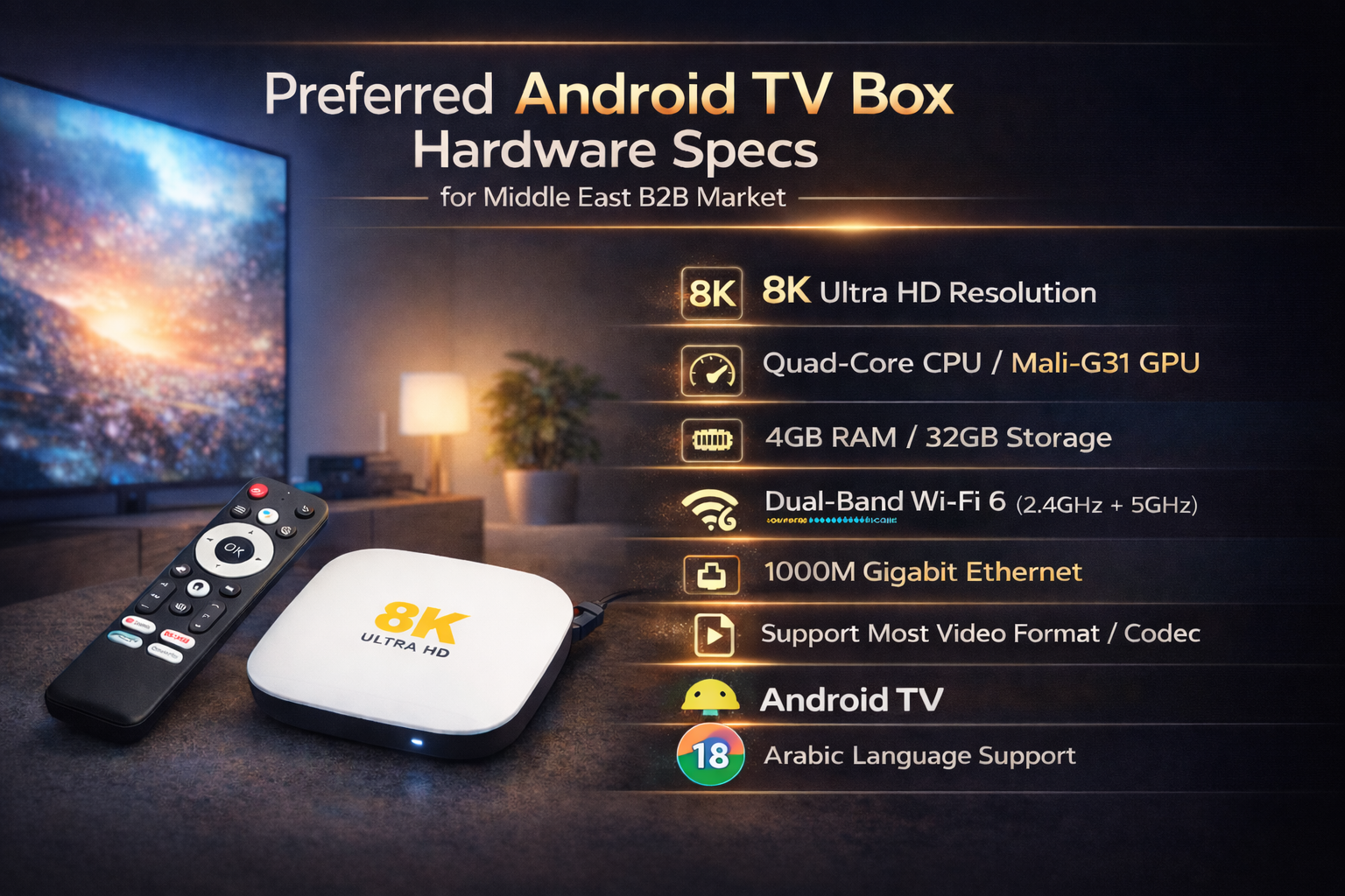Preferred Android TV box hardware specs in Middle East B2B market