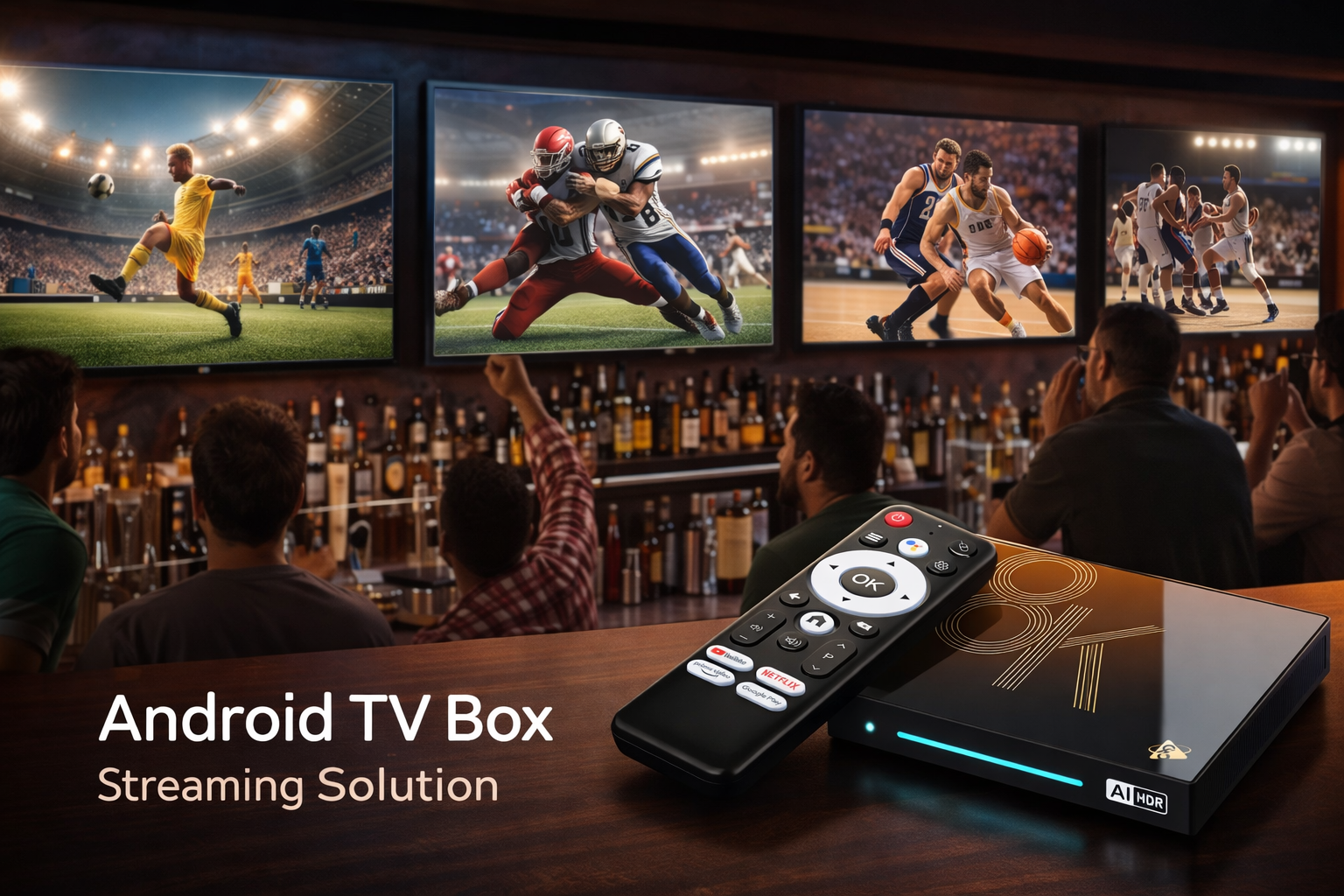 Sports bar streaming solution with Android TV box