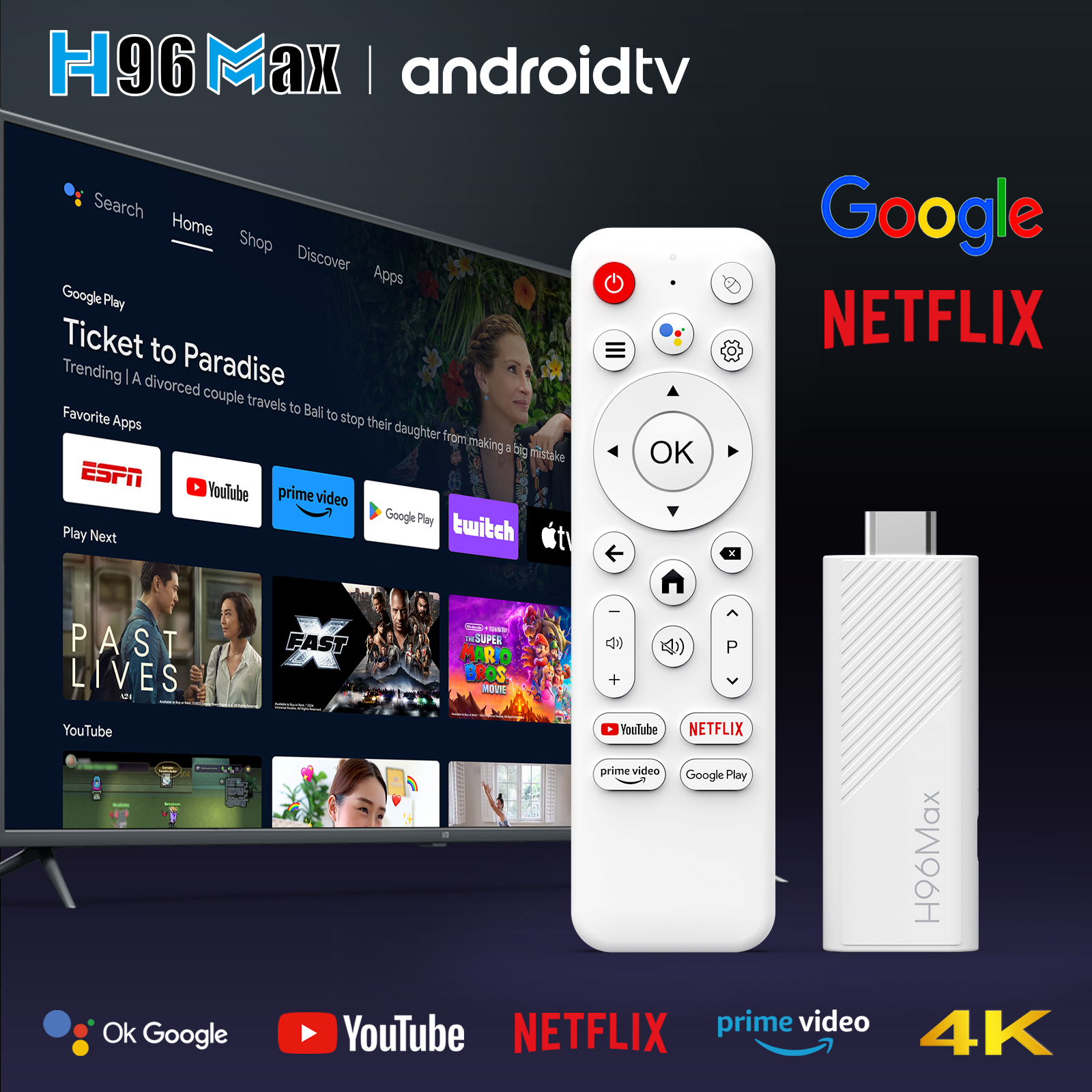 H96 Max H313 4K Android TV Stick