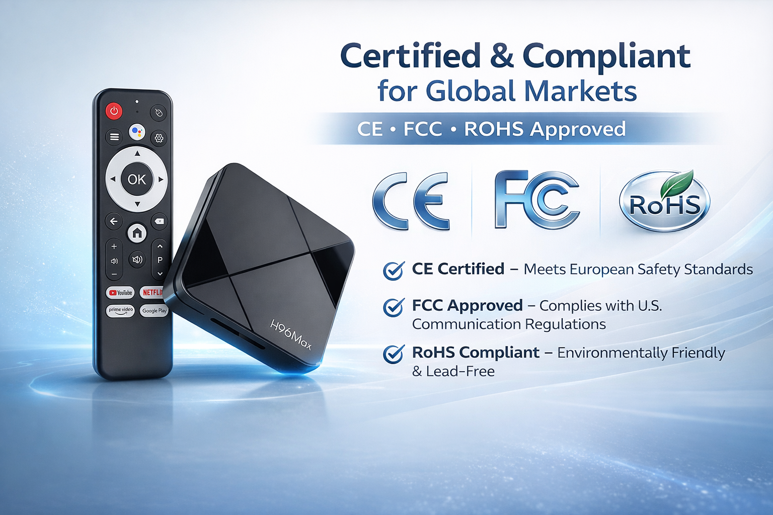  Android TV box CE FCC RoHS certification requirements