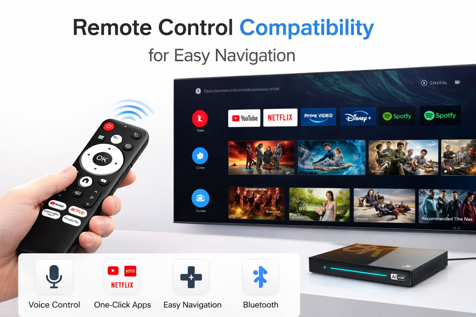 Remote control compatibility for easy navigation