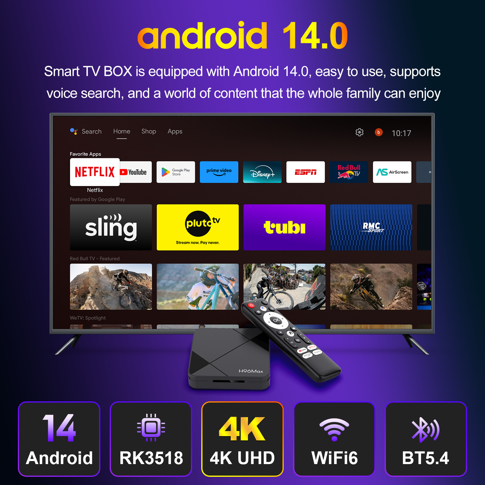 Android 14 TV Box home screen