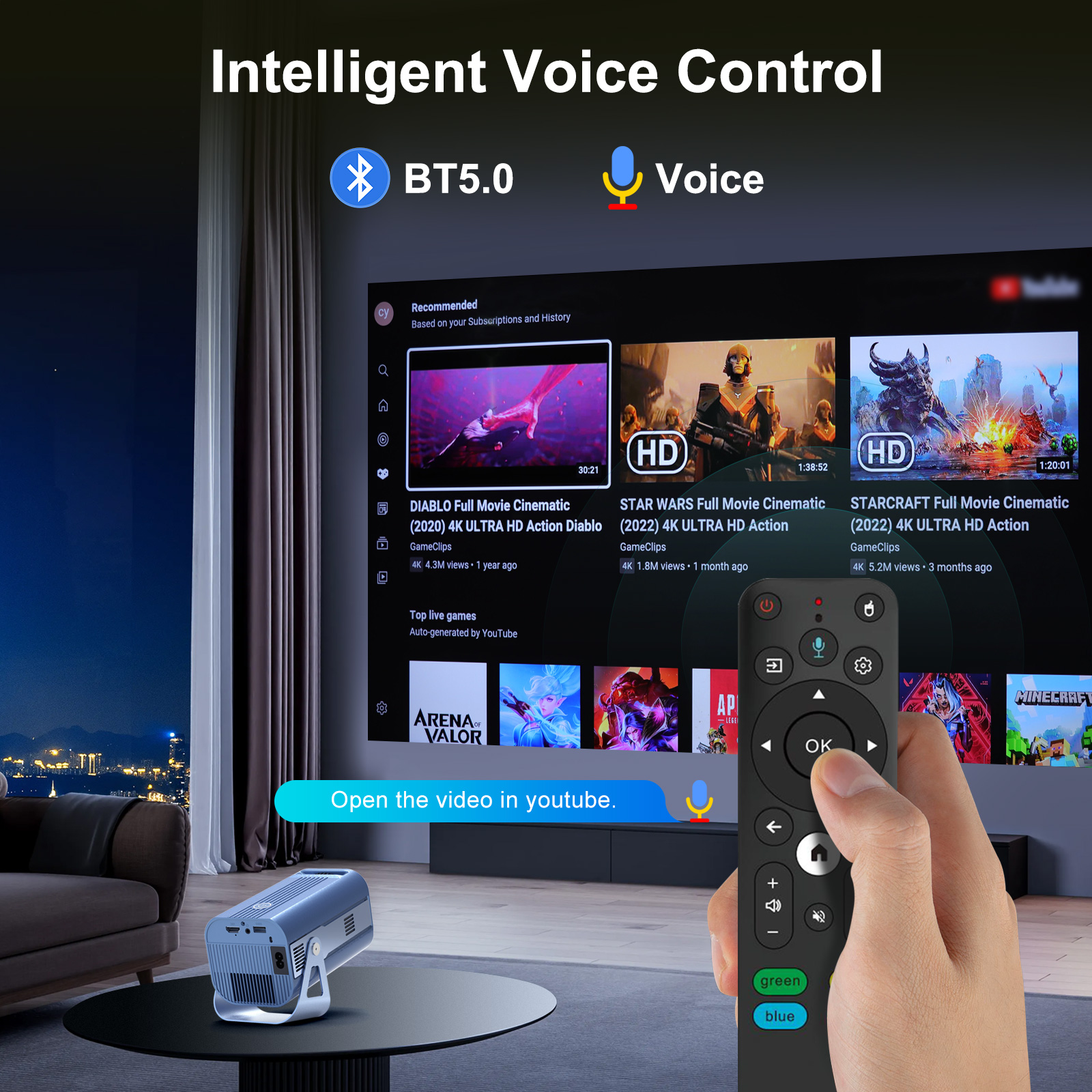 bluetooth voice control projector