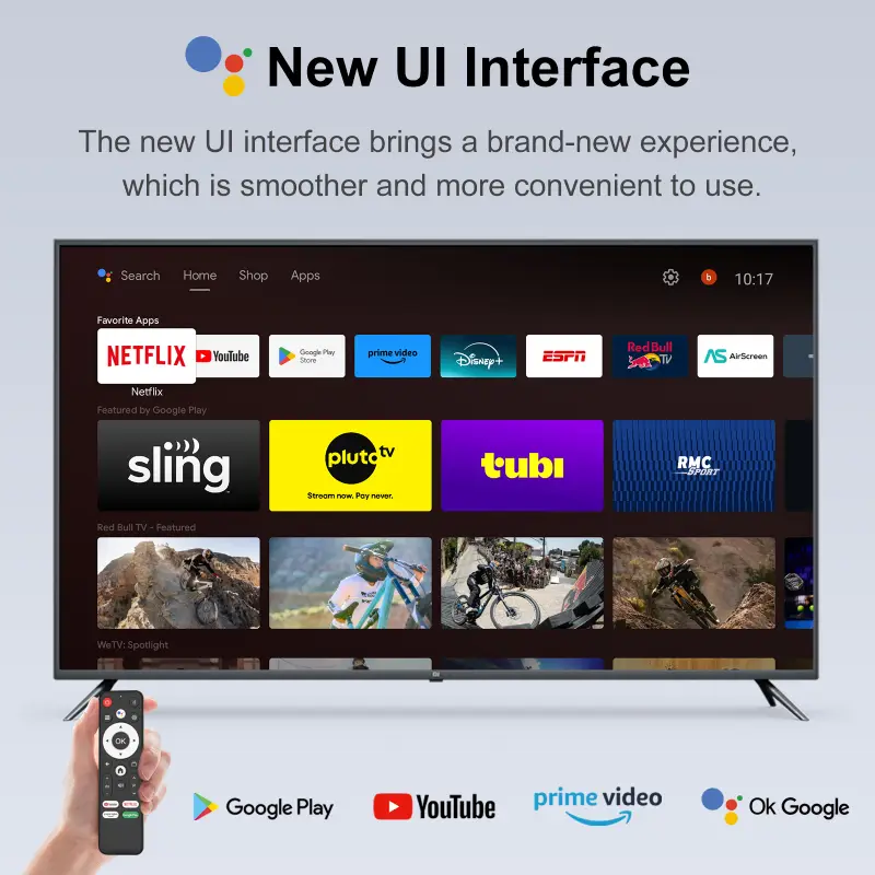 H96 Max S905L3 Android TV Box UI showing 4K streaming apps and customizable layout