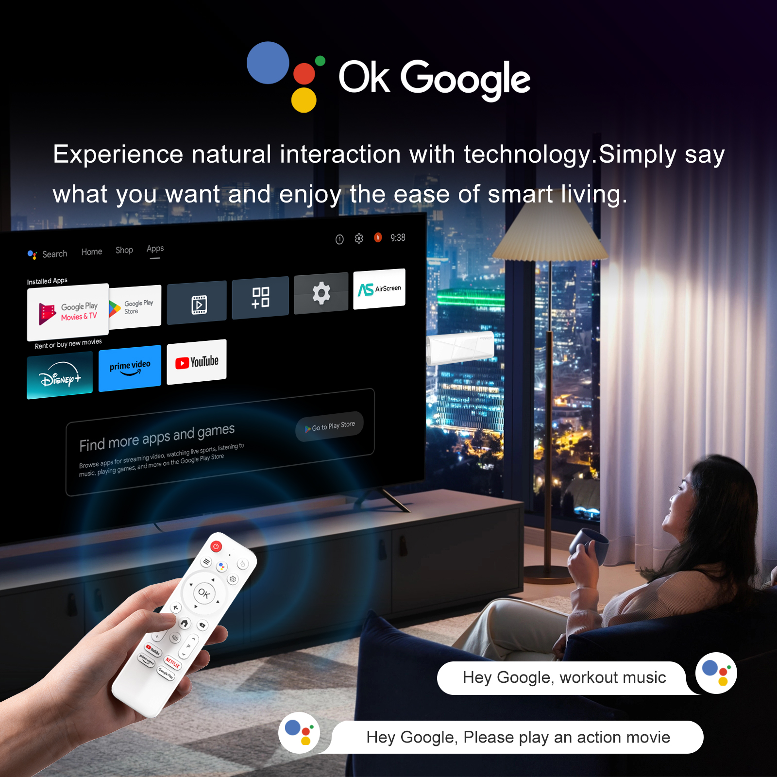 smart tv stick with voice remote control