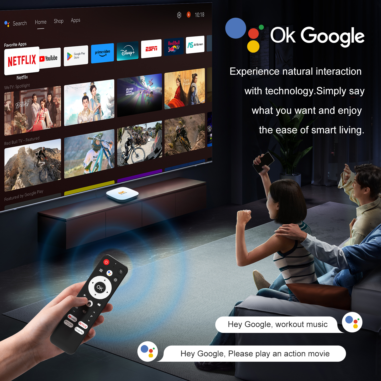 Android 14 TV Box with voice remote