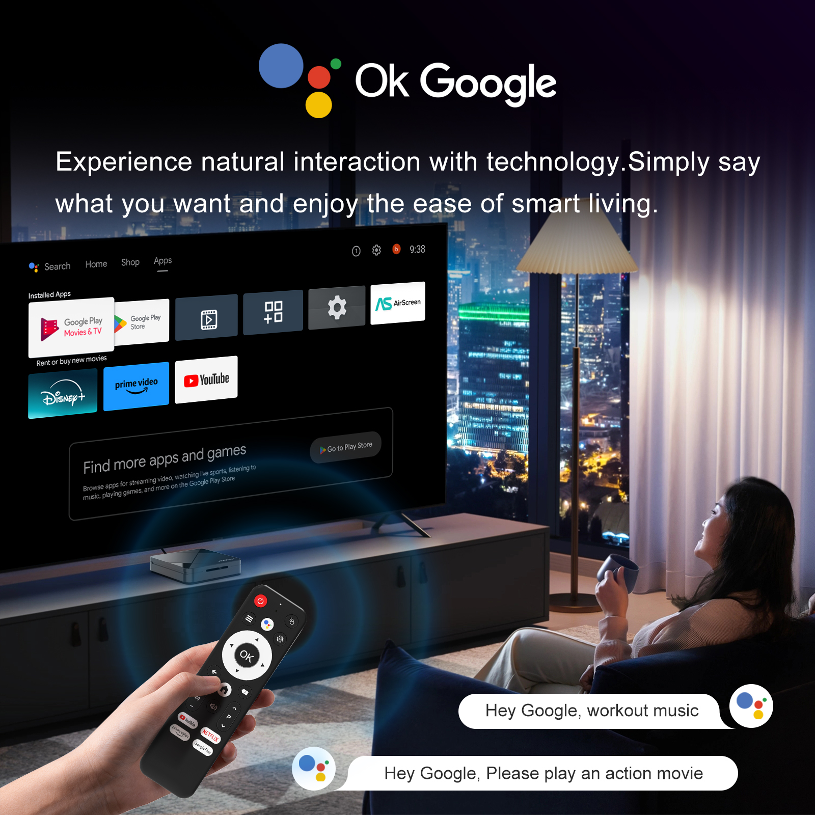 4K Android TV Box with voice remote