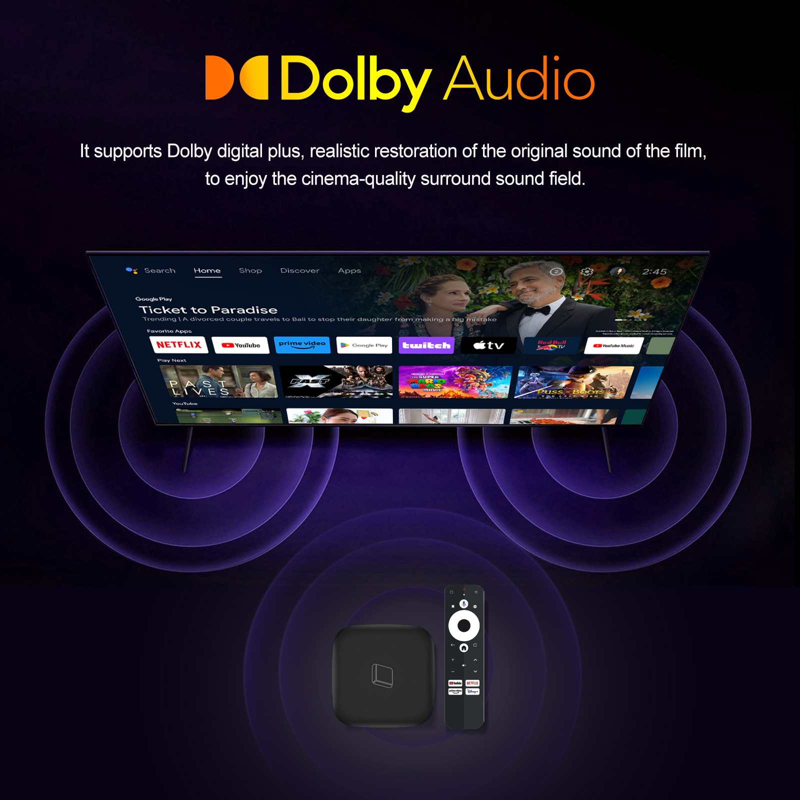 Smart TV box with HDR10 and Dolby audio