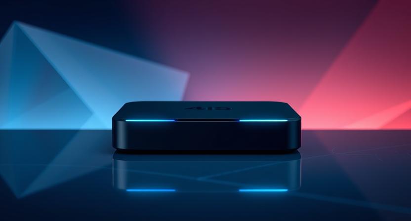 Android 15 TV box in front of advanced production line