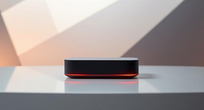 Android 15 TV box with modern high-tech factory