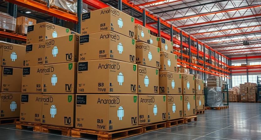 Bulk TV boxes ready for distribution