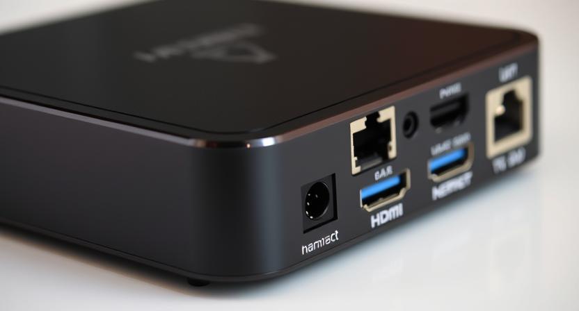 Close-up of TV Box ports and connectivity option