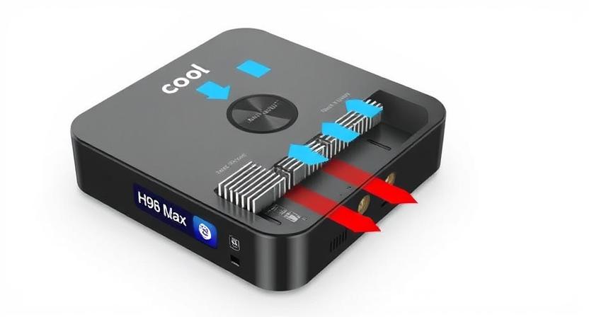 Cross-section of Android TV Box showing airflow channels