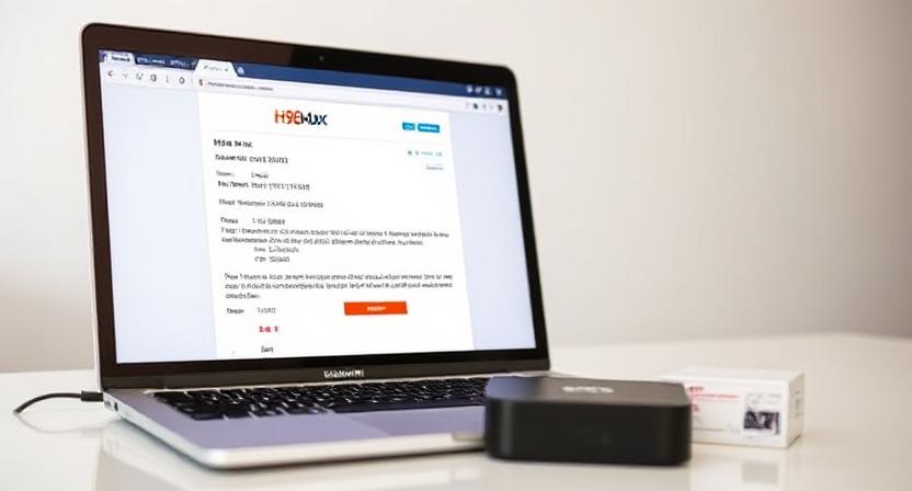 Email confirmation with H96 Max tracking details shown on screen