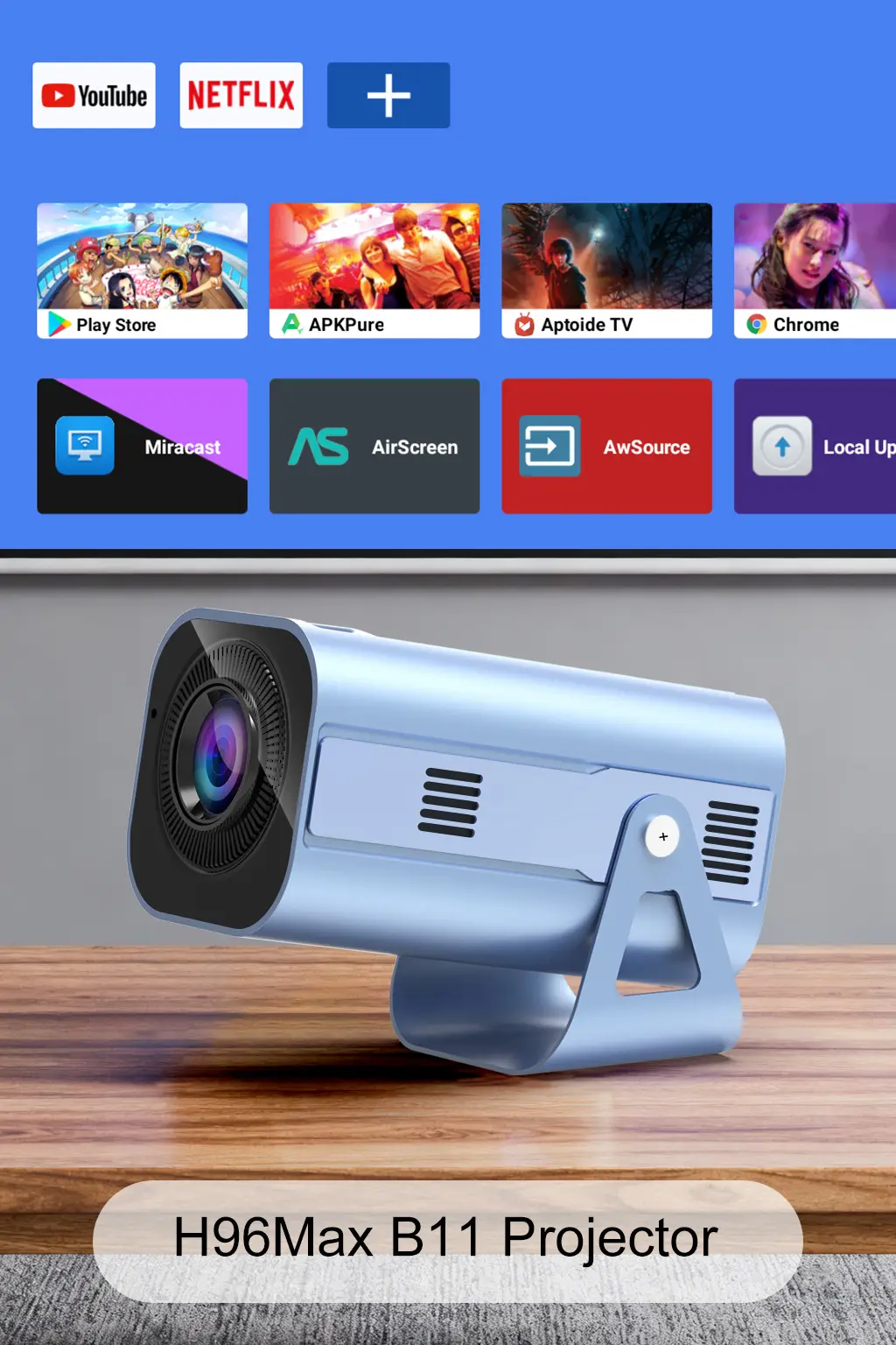 <span>H96 Max B11 Projector&nbsp;with Android 11, WiFi6, Bluetooth 5.0, and 4K UHD streaming</span>