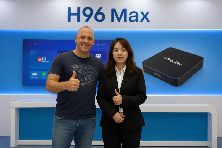 H96 Max Representatives Meeting Business Partners at Hong Kong Trade Fair