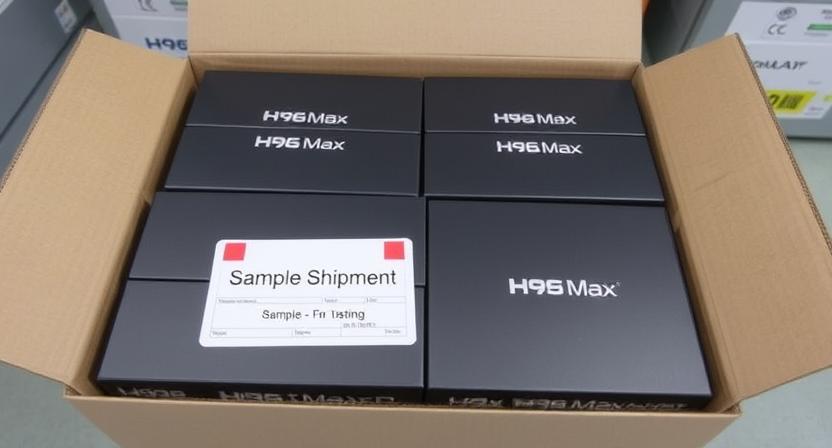 H96 Max branded TV boxes ready for sample shipping in small batch