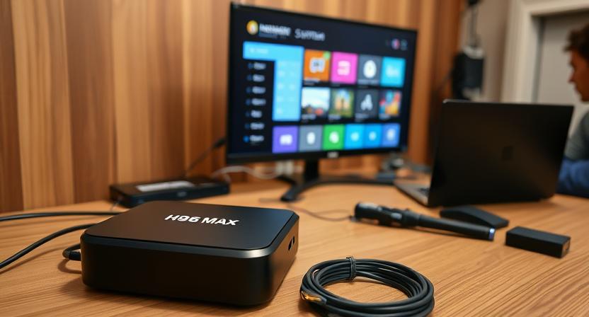 H96 Max sample TV box running customer app in testing environment