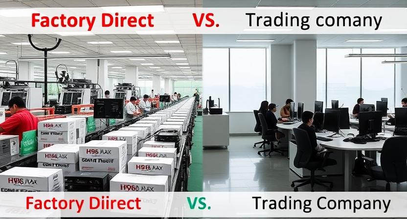 Comparison chart of factory-direct vs trading company for Android TV boxes