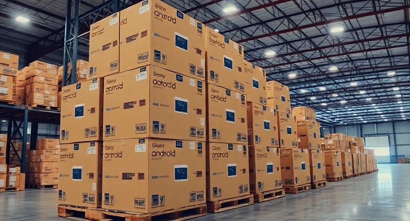 Multiple media boxes in professional warehouse