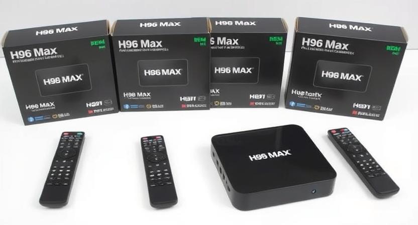 OEM H96 Max boxes with branded remote and packaging