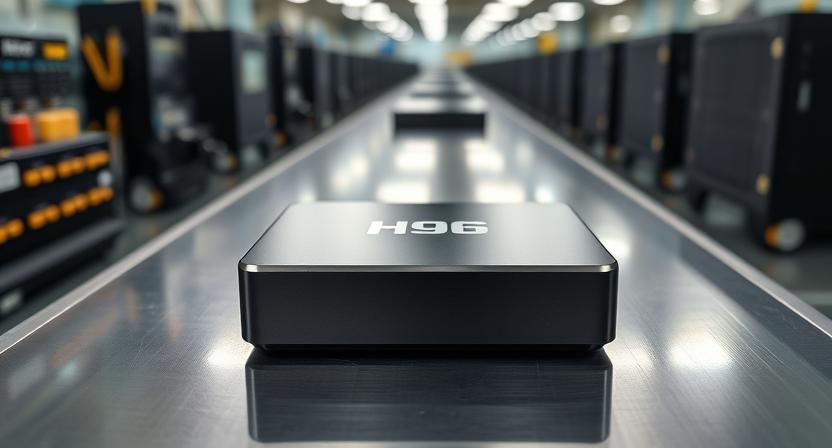 Bulk OEM Android TV boxes on production line ready for logo branding