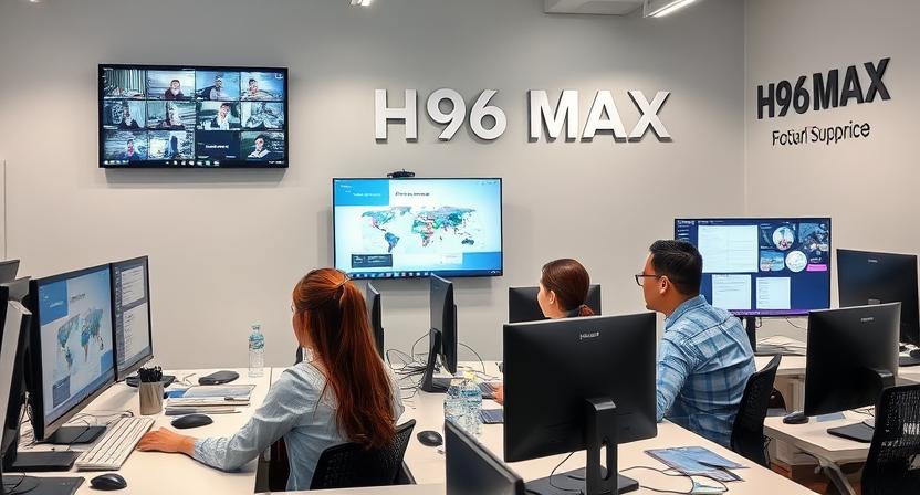 OEM support team at H96 Max factory assisting global clients