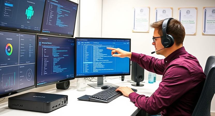 OEM technician providing remote support for TV box troubleshooting