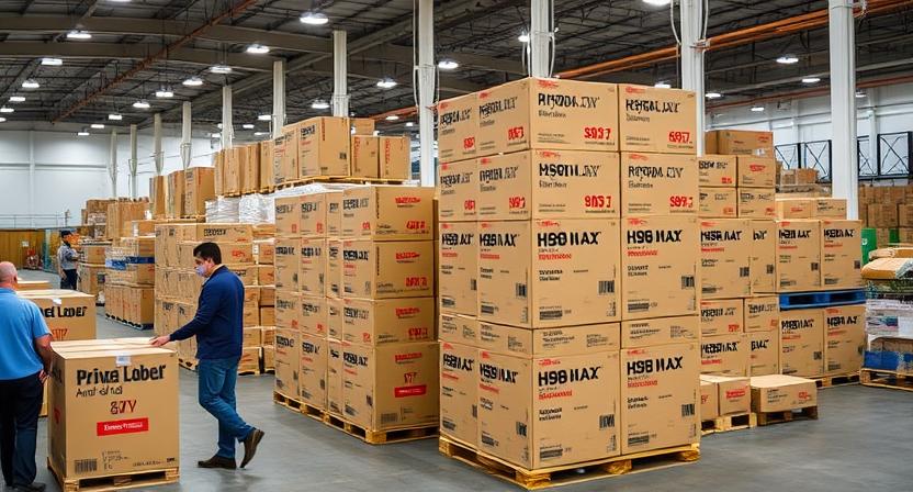 Private label H96 Max Android TV boxes being packaged for international shipping Private label H96 Max Android TV boxes being packaged for international shipping