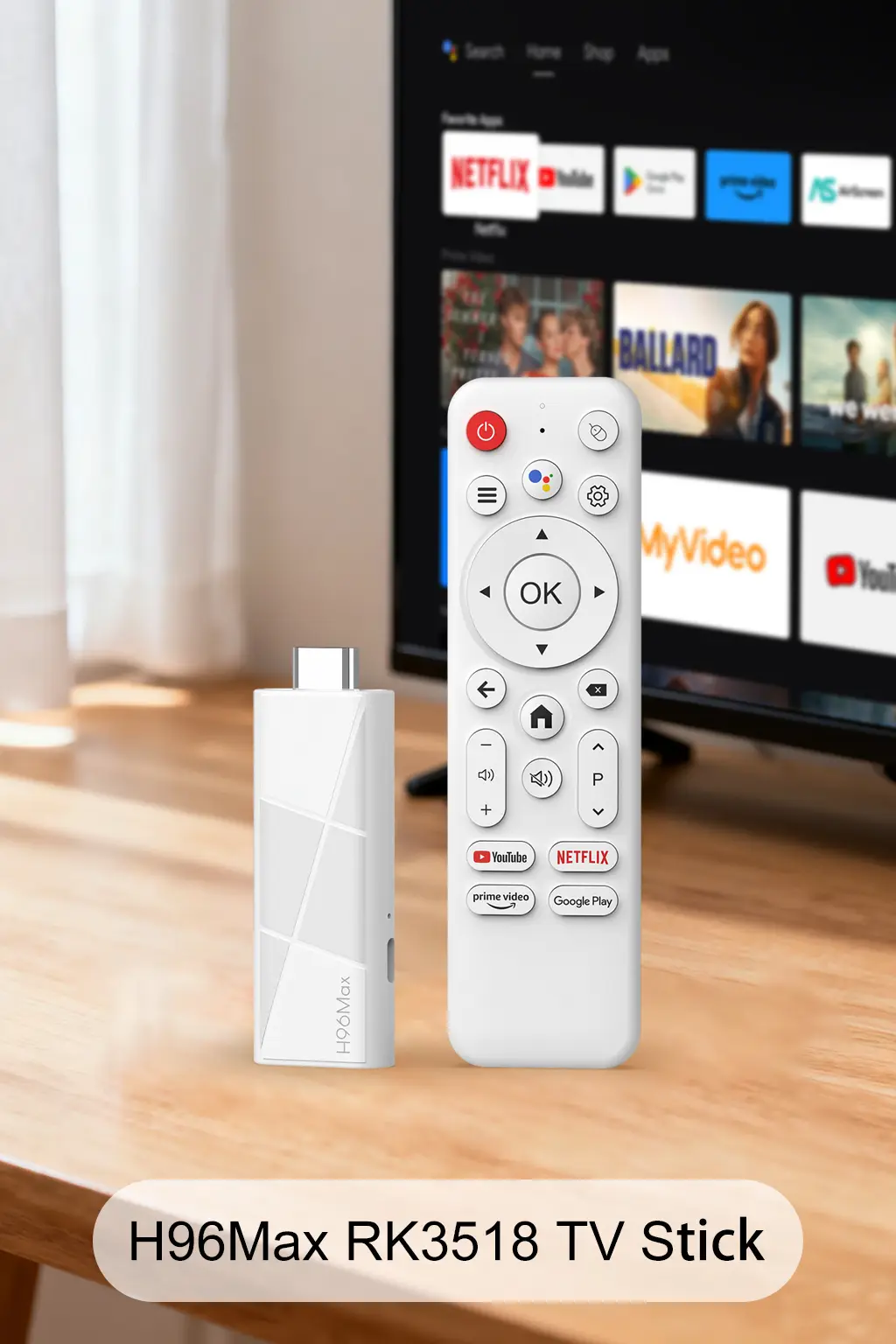 H96 Max RK3518 TV Stick with Android 14, WiFi6, Bluetooth 5.4, and 4K UHD streaming