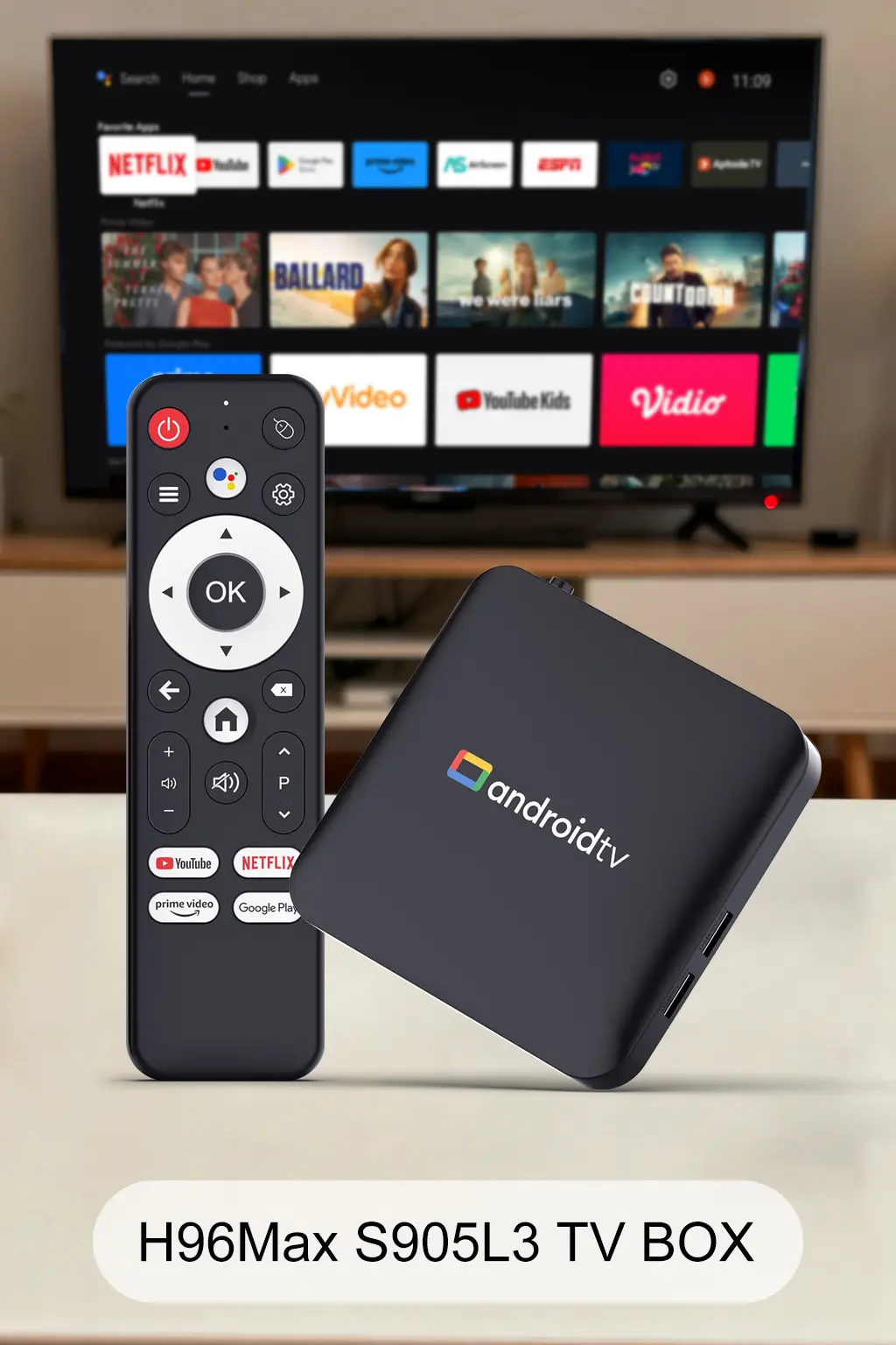 H96 Max S905L3 Android TV Box with Android 14, WiFi6, Bluetooth 5.0, and 4K UHD support