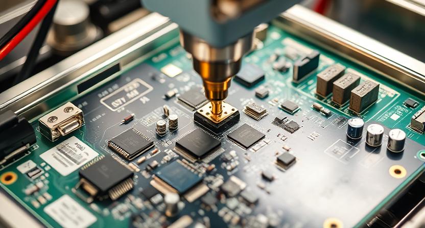 SMT machine placing components onto an Android TV Box PCB during assembly