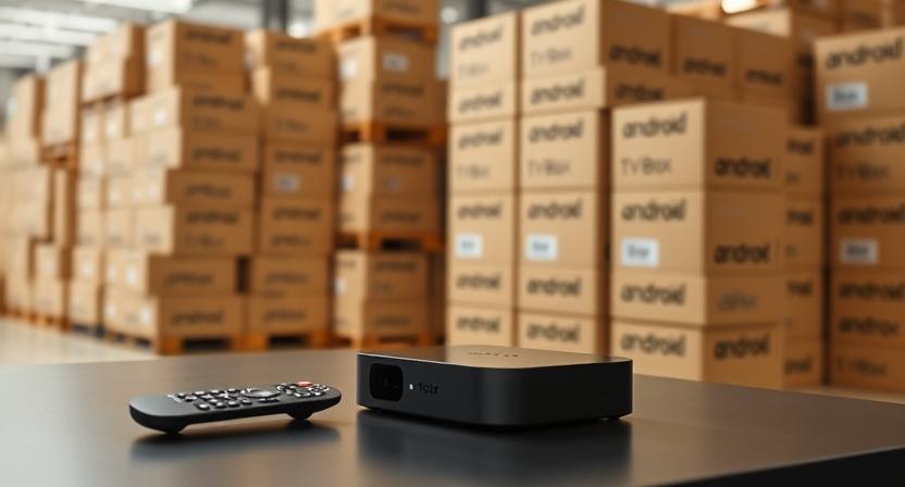 Side-by-side comparison of a single smart TV box and multiple bulk units