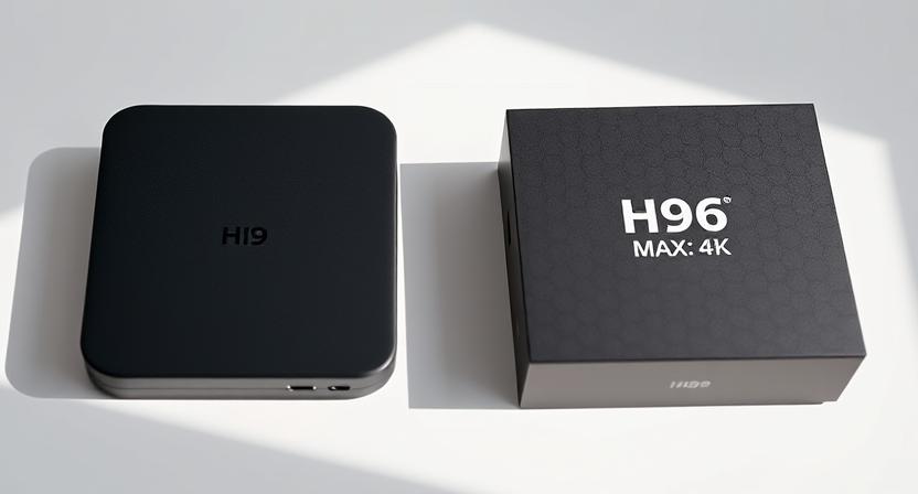 Side-by-side comparison of standard TV box and H96 Max 4K TV box