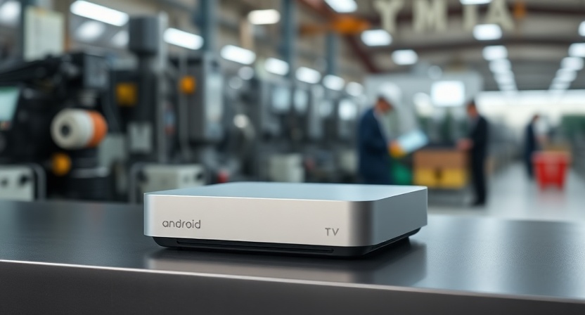 Android TV box with airplanes and shipping containers