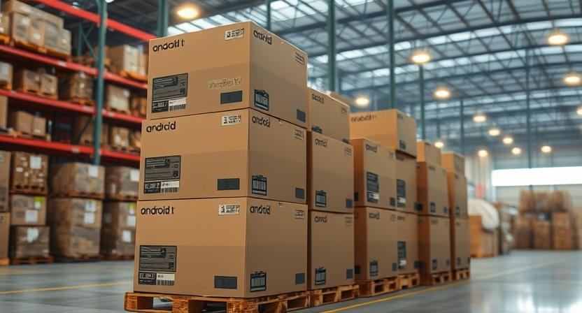 V boxes on pallets in logistics setting