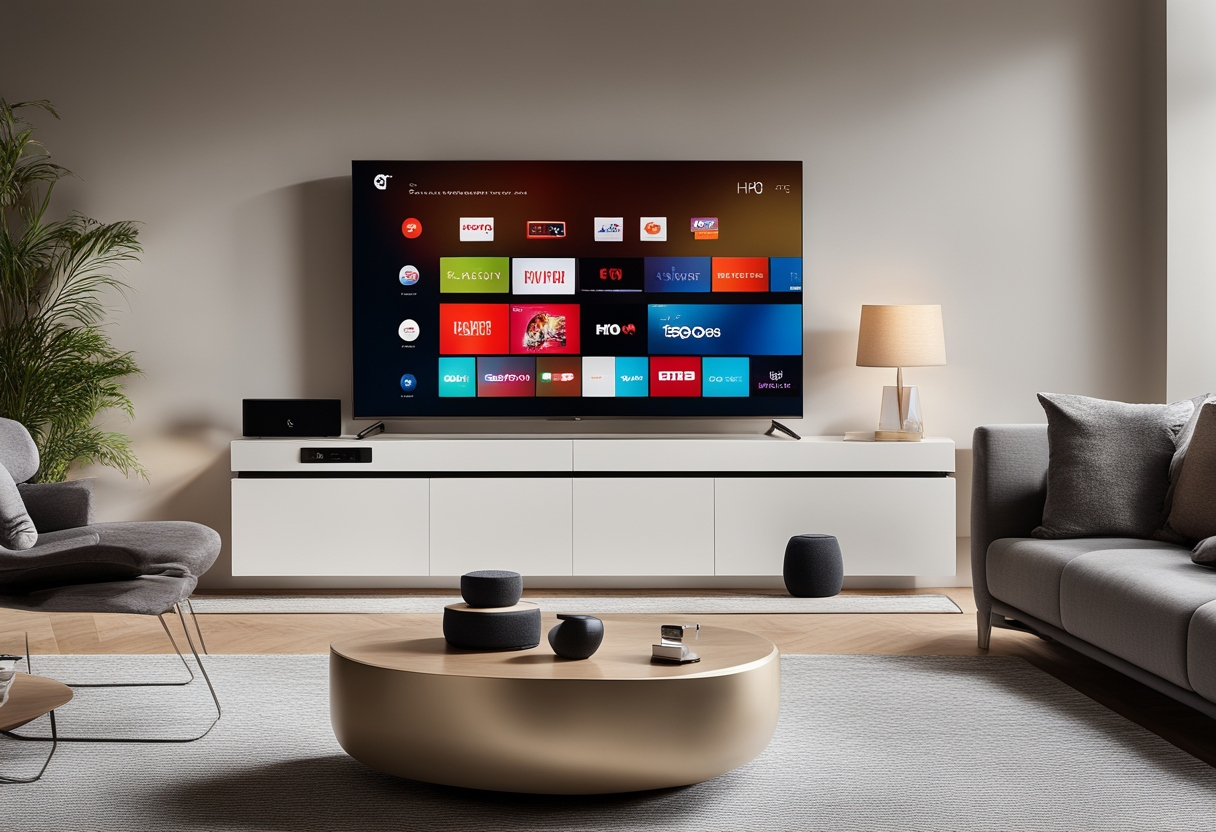 WiFi 6 Android TV Box streaming 8K content in smart home setup 