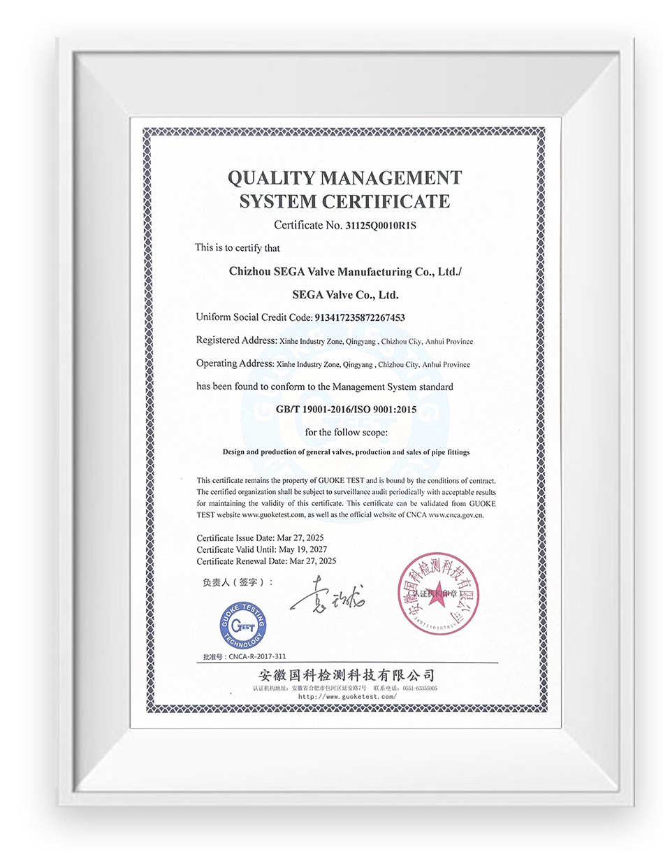 Quality Management System Certificate