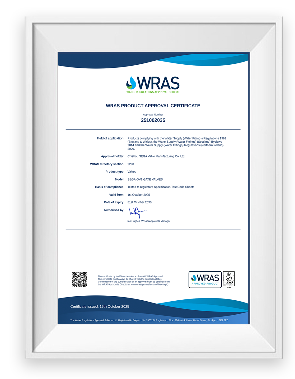 WRAS PRODUCT APPROVAL CERTIFICATE