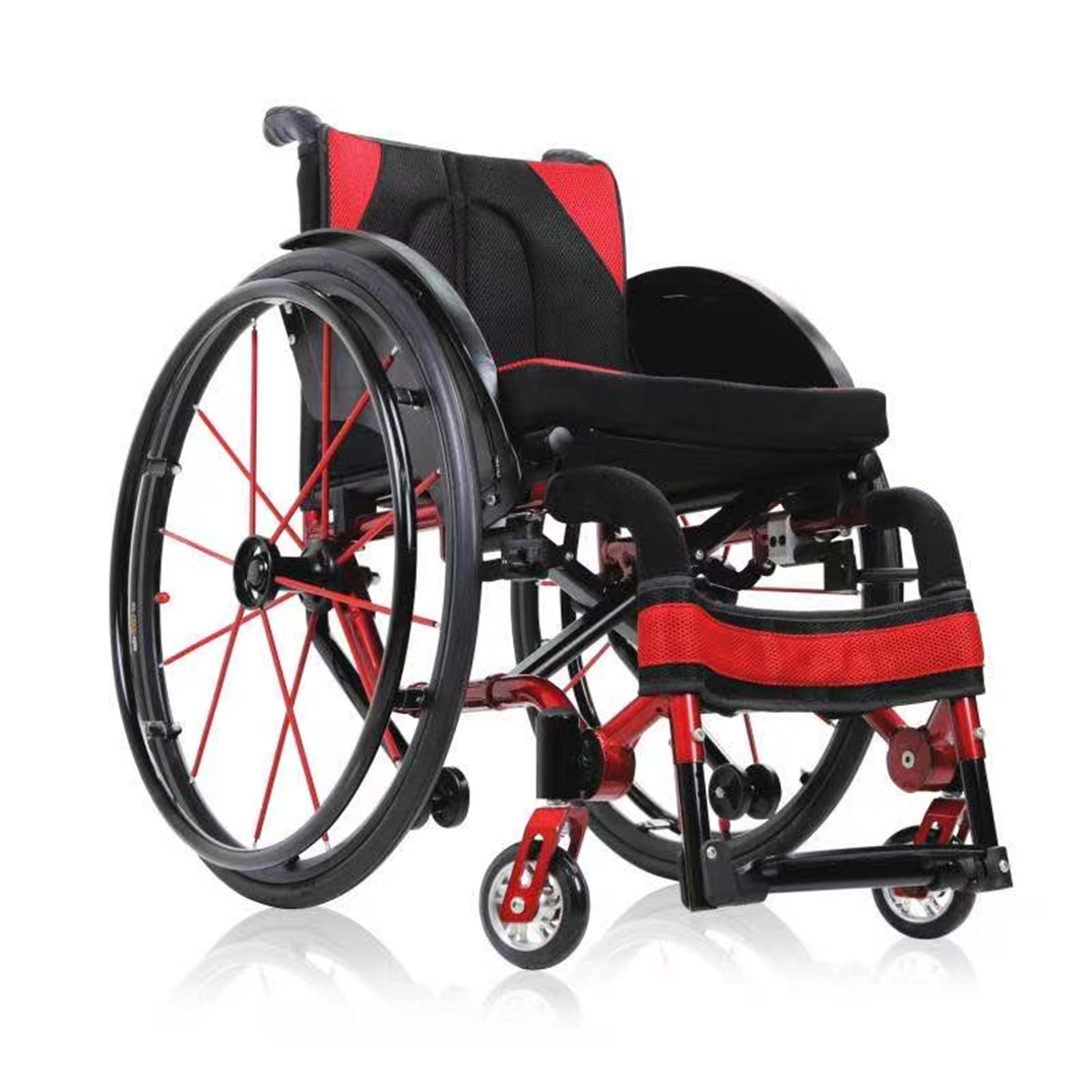 WR6909 Steel Wheelchair Powder Coated Red