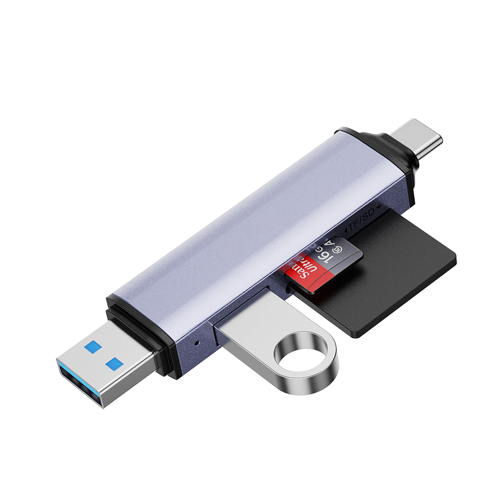 SS7302: USB A/C to SD/TF/USB2.0 hub 3 in 1 Card Reader