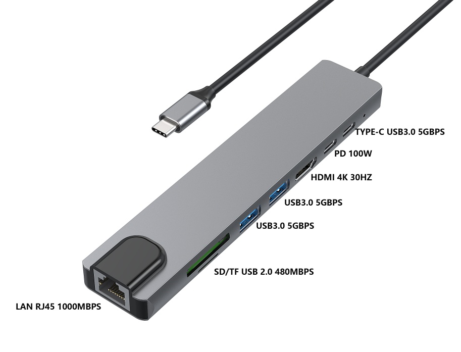 SH7804: USB C 8-in-1 Multi Adapter