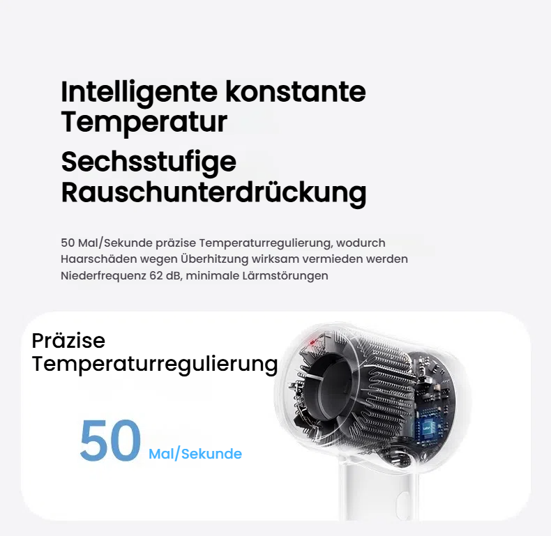 Laifen SE Lite Haartrockner, negativer Ionen-Haarföhn mit 100000 U/min bürstenloser Motor für schnelles Trocknen, leiser Hochgeschwindigkeits-Haartrockner, für zuhause und auf Reisen(Weiß)