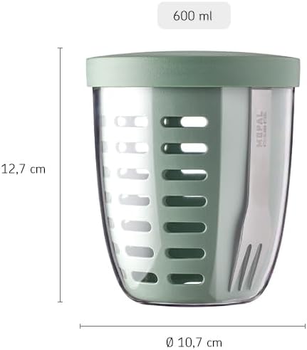 Obst- & Gemüsetopf Ellipse - Obstbehälter - Ideal für Obst und Gemüse unterwegs - Obstbox mit Gabel & Sieb