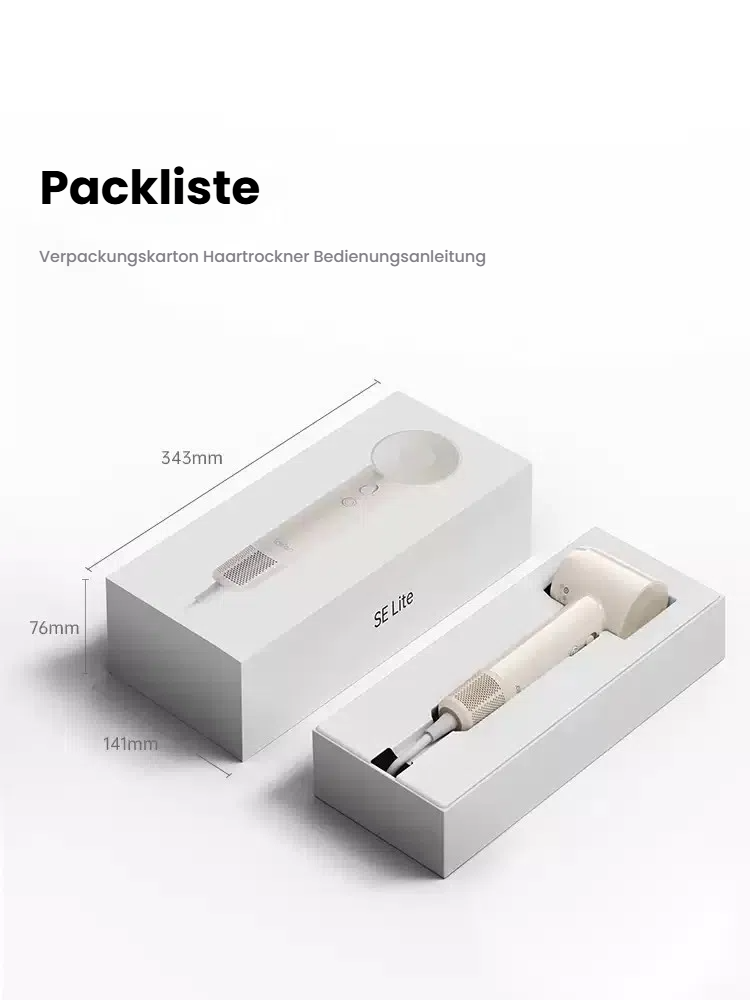 Laifen SE Lite Haartrockner, negativer Ionen-Haarföhn mit 100000 U/min bürstenloser Motor für schnelles Trocknen, leiser Hochgeschwindigkeits-Haartrockner, für zuhause und auf Reisen(Weiß)